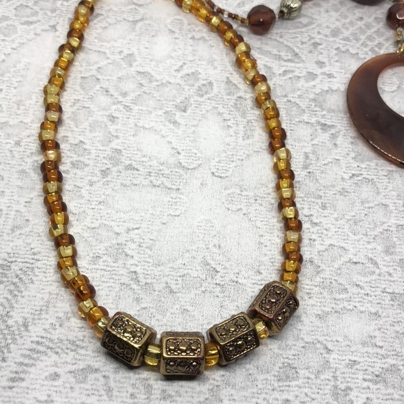 CURATED bundle 90's boho festival necklaces layered look free spirit earthy tone - Picture 4 of 6